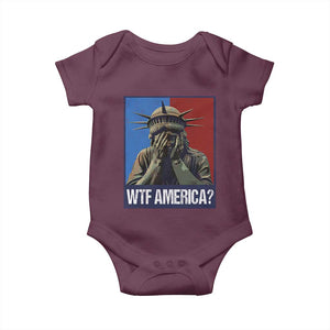 WTF America Baby Onesie Humor Statue of Liberty TS10 Maroon Print Your Wear
