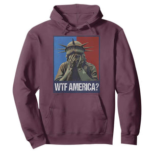 WTF America Hoodie Humor Statue of Liberty TS10 Maroon Print Your Wear