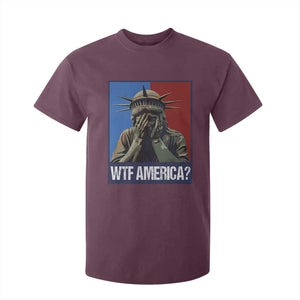 WTF America T Shirt For Kid Humor Statue of Liberty TS10 Maroon Print Your Wear
