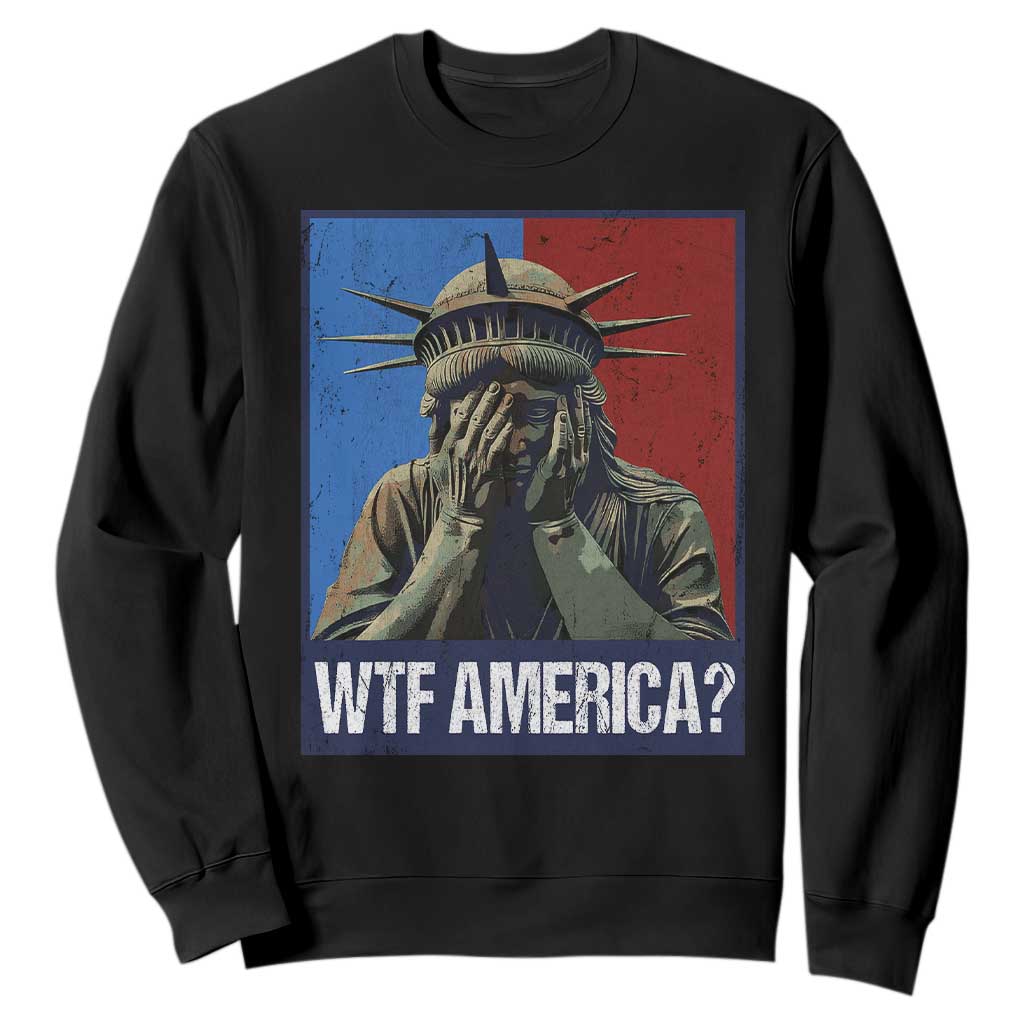 WTF America Sweatshirt Humor Statue of Liberty TS10 Black Print Your Wear