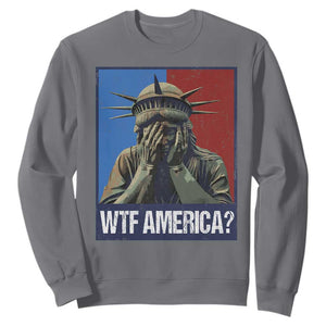 WTF America Sweatshirt Humor Statue of Liberty TS10 Charcoal Print Your Wear