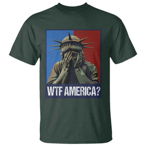 WTF America T Shirt Humor Statue of Liberty TS10 Dark Forest Green Print Your Wear