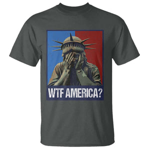WTF America T Shirt Humor Statue of Liberty TS10 Dark Heather Print Your Wear