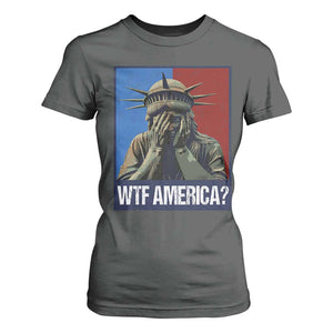 WTF America T Shirt For Women Humor Statue of Liberty TS10 Dark Heather Print Your Wear