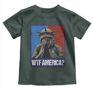 WTF America Toddler T Shirt Humor Statue of Liberty TS10 Dark Forest Green Print Your Wear