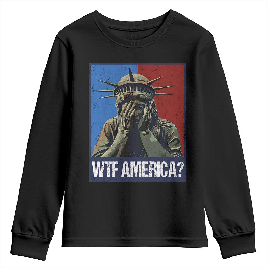 WTF America Youth Sweatshirt Humor Statue of Liberty TS10 Black Print Your Wear