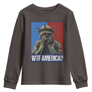 WTF America Youth Sweatshirt Humor Statue of Liberty TS10 Dark Chocolate Print Your Wear