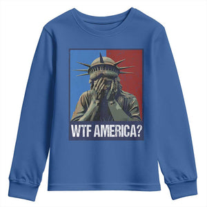 WTF America Youth Sweatshirt Humor Statue of Liberty TS10 Royal Blue Print Your Wear