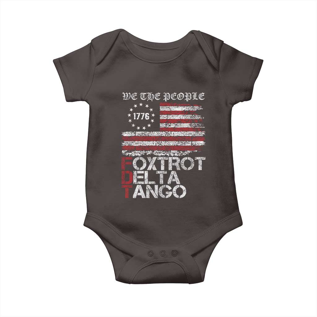 Foxtrots Delta Tangos Baby Onesie US Flag We The People TS10 Dark Chocolate Print Your Wear