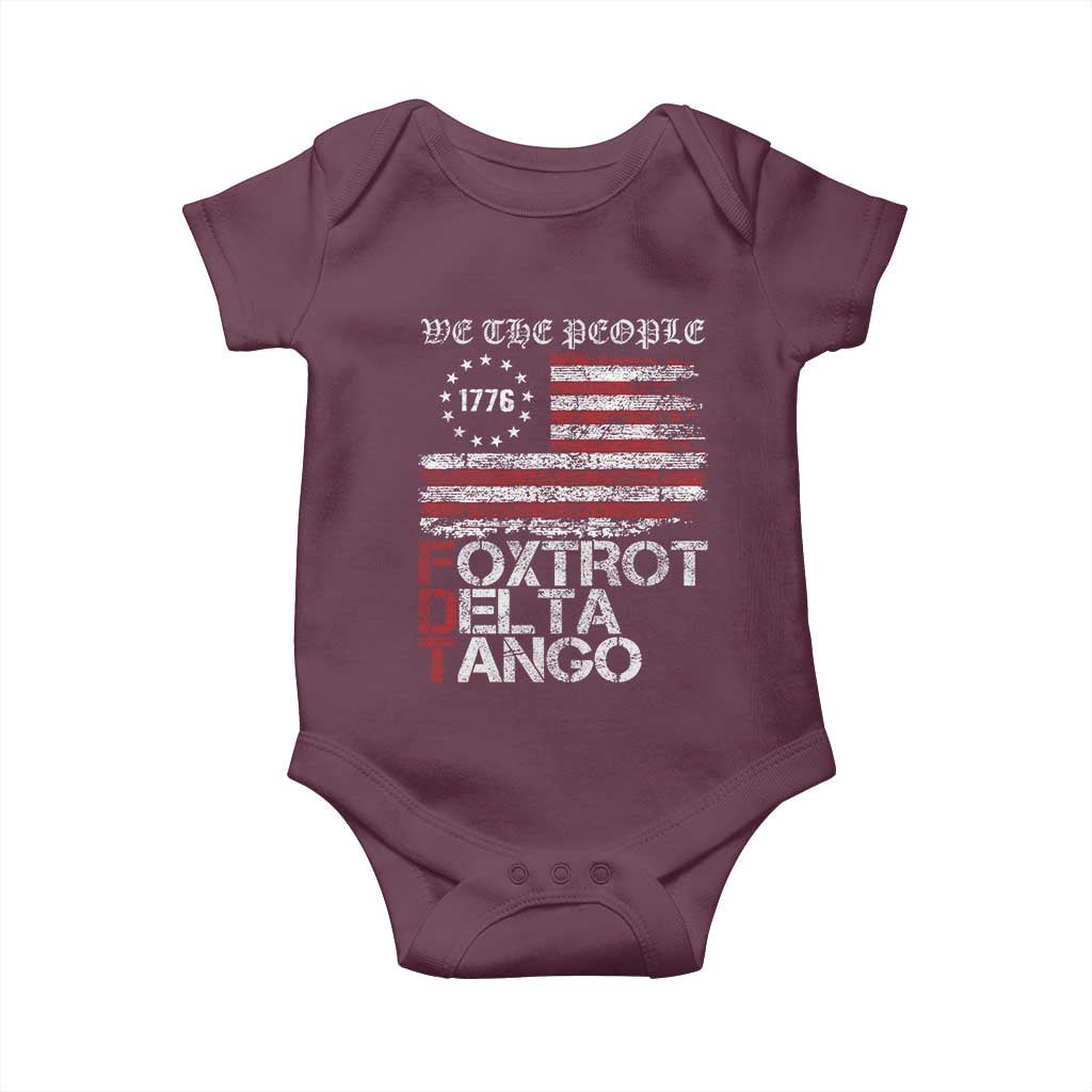 Foxtrots Delta Tangos Baby Onesie US Flag We The People TS10 Maroon Print Your Wear