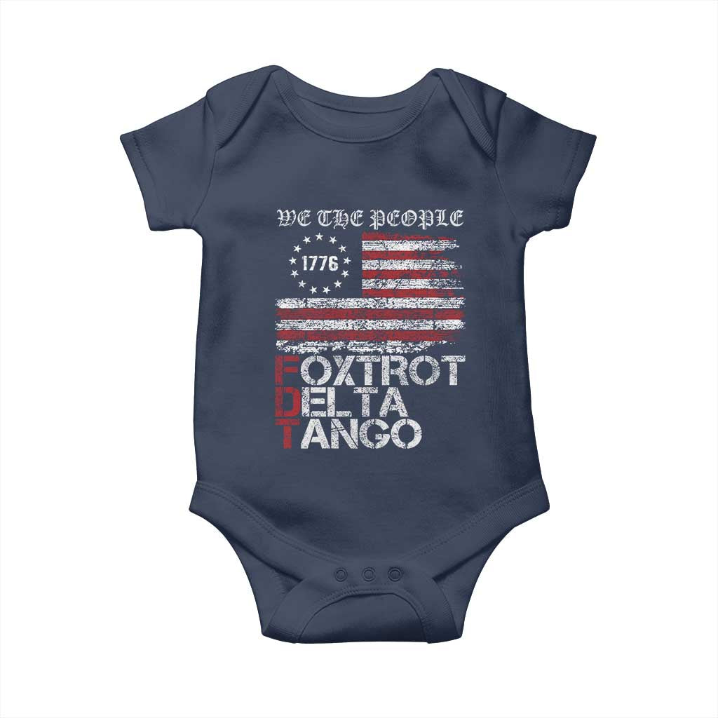 Foxtrots Delta Tangos Baby Onesie US Flag We The People TS10 Navy Print Your Wear