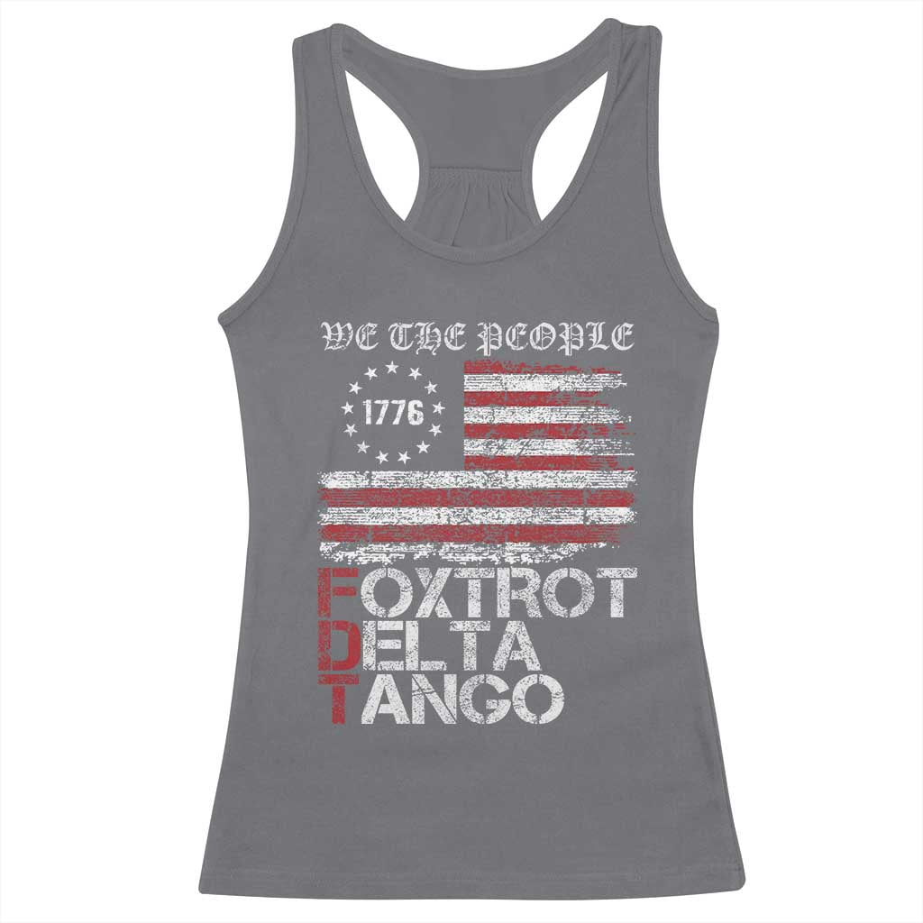 Foxtrots Delta Tangos Racerback Tank Top US Flag We The People TS10 Charcoal Print Your Wear