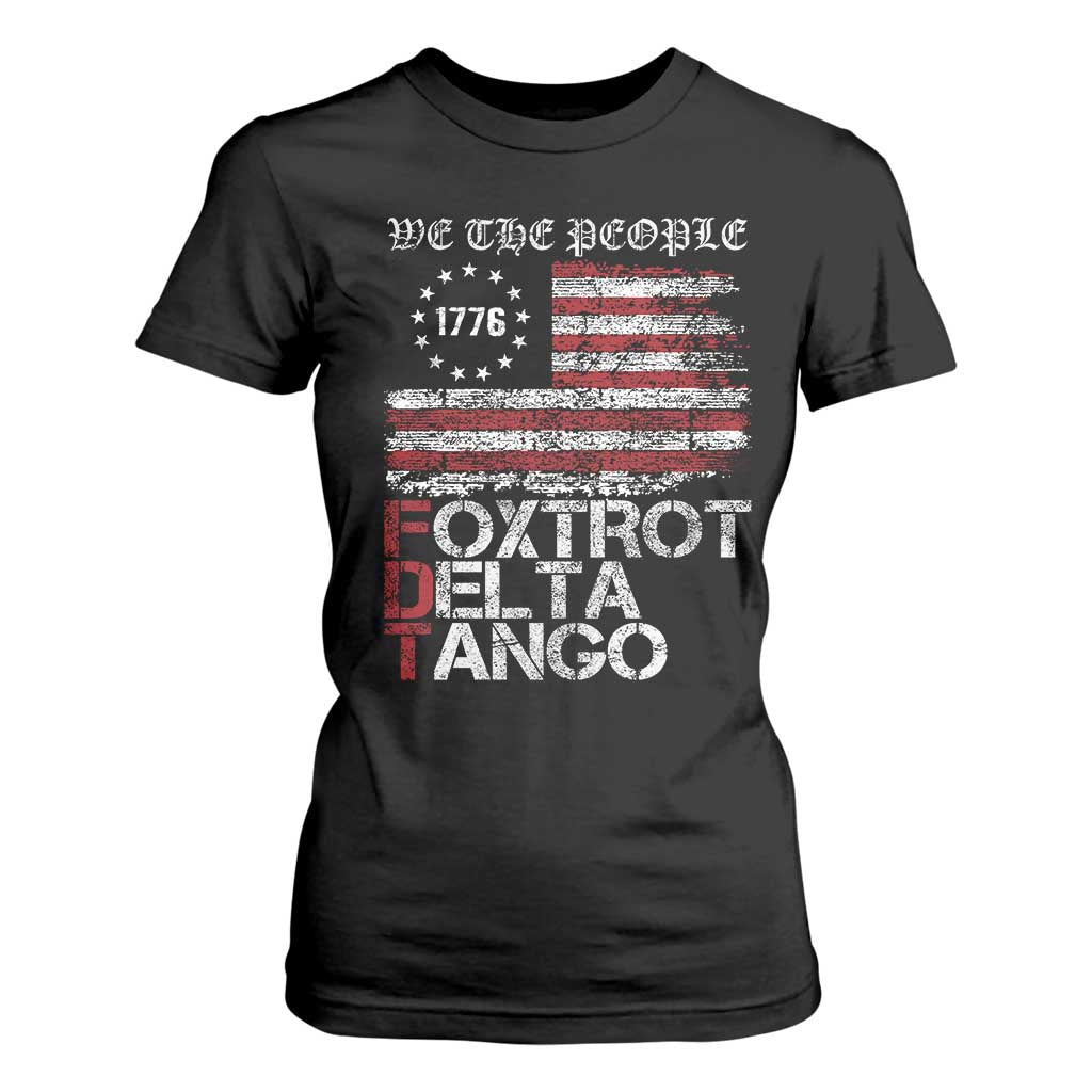 Foxtrots Delta Tangos T Shirt For Women US Flag We The People TS10 Black Print Your Wear