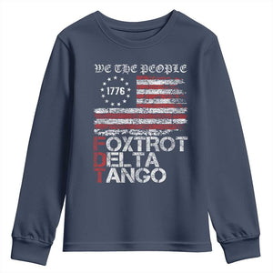 Foxtrots Delta Tangos Youth Sweatshirt US Flag We The People TS10 Navy Print Your Wear