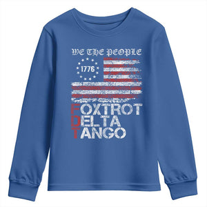 Foxtrots Delta Tangos Youth Sweatshirt US Flag We The People TS10 Royal Blue Print Your Wear