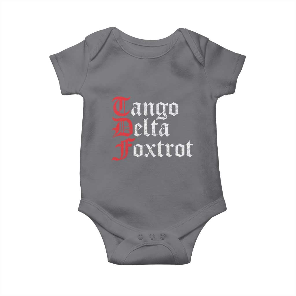 Funny Foxtrots Delta Tangos Baby Onesie TS10 Charcoal Print Your Wear