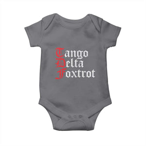 Funny Foxtrots Delta Tangos Baby Onesie TS10 Charcoal Print Your Wear