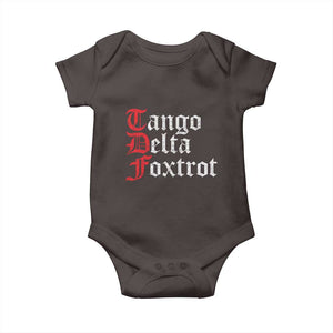Funny Foxtrots Delta Tangos Baby Onesie TS10 Dark Chocolate Print Your Wear