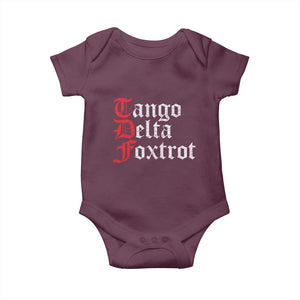Funny Foxtrots Delta Tangos Baby Onesie TS10 Maroon Print Your Wear