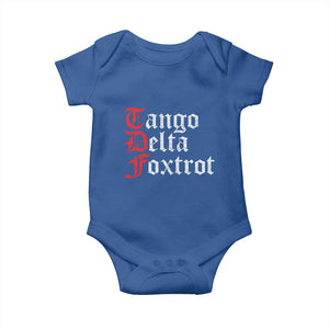 Funny Foxtrots Delta Tangos Baby Onesie TS10 Royal Blue Print Your Wear