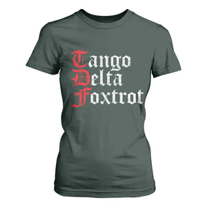 Funny Foxtrots Delta Tangos T Shirt For Women TS10 Dark Forest Green Print Your Wear