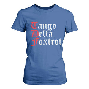 Funny Foxtrots Delta Tangos T Shirt For Women TS10 Royal Blue Print Your Wear