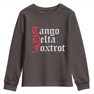 Funny Foxtrots Delta Tangos Youth Sweatshirt TS10 Dark Chocolate Print Your Wear