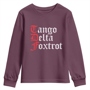 Funny Foxtrots Delta Tangos Youth Sweatshirt TS10 Maroon Print Your Wear