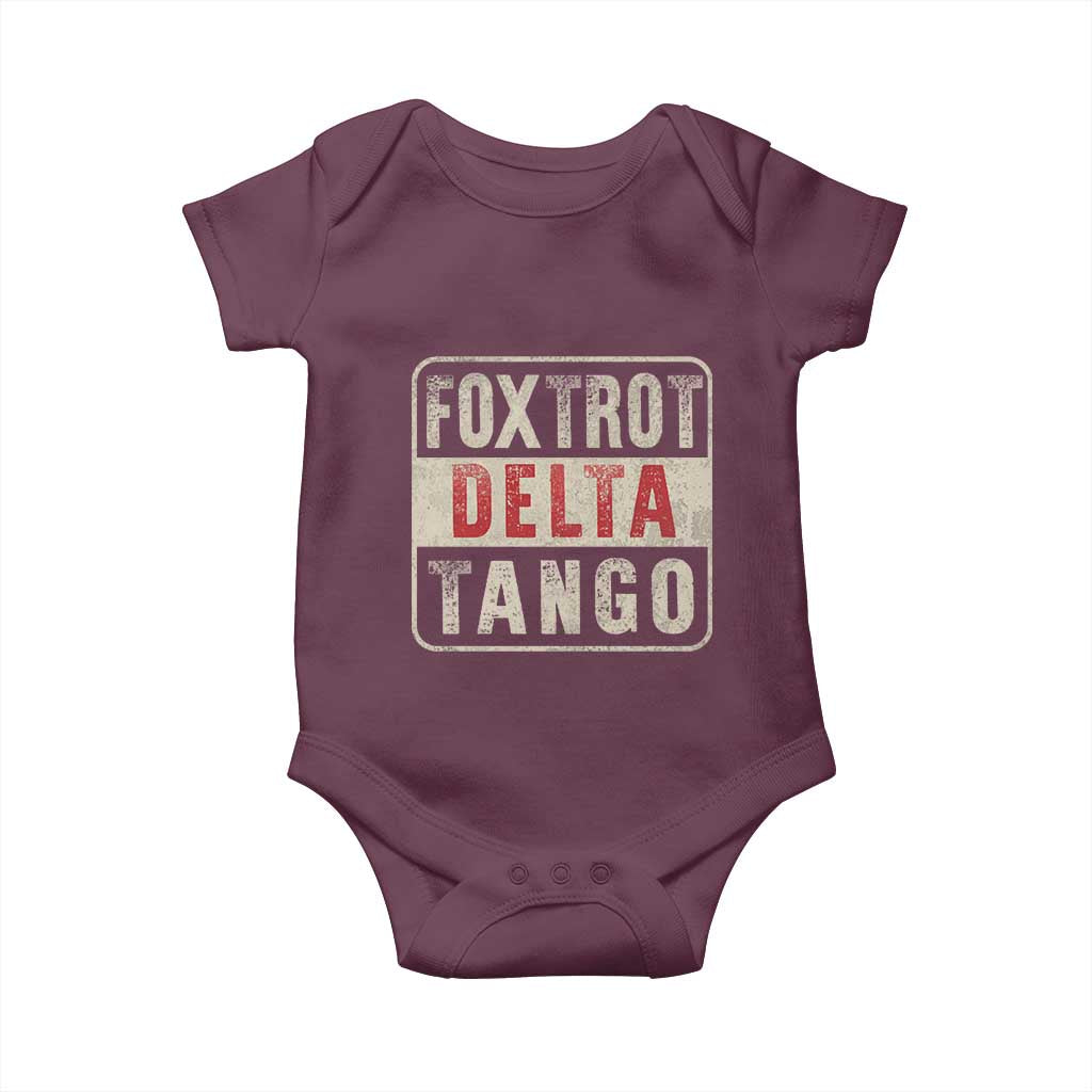 Subtle FDT Baby Onesie Foxtrots Delta Tangos TS10 Maroon Print Your Wear