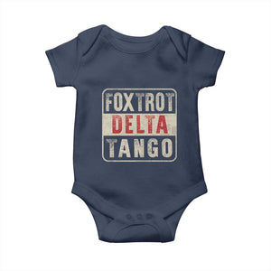 Subtle FDT Baby Onesie Foxtrots Delta Tangos TS10 Navy Print Your Wear