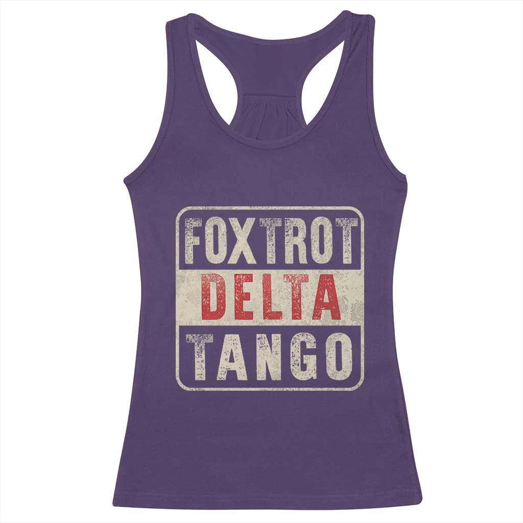 Subtle FDT Racerback Tank Top Foxtrots Delta Tangos TS10 Purple Print Your Wear