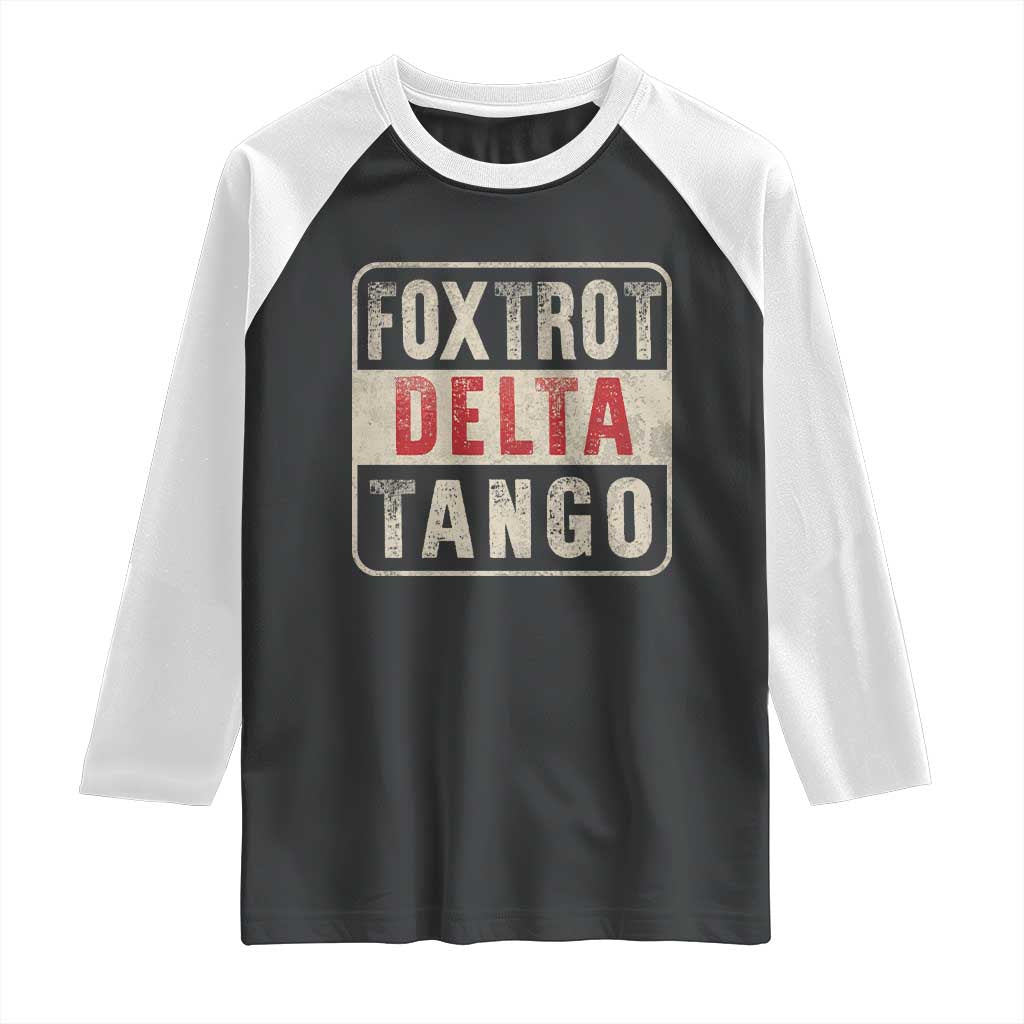 Subtle FDT Raglan Shirt Foxtrots Delta Tangos TS10 Black White Print Your Wear