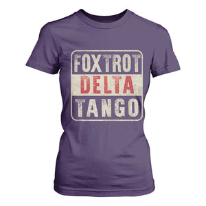 Subtle FDT T Shirt For Women Foxtrots Delta Tangos TS10 Purple Print Your Wear