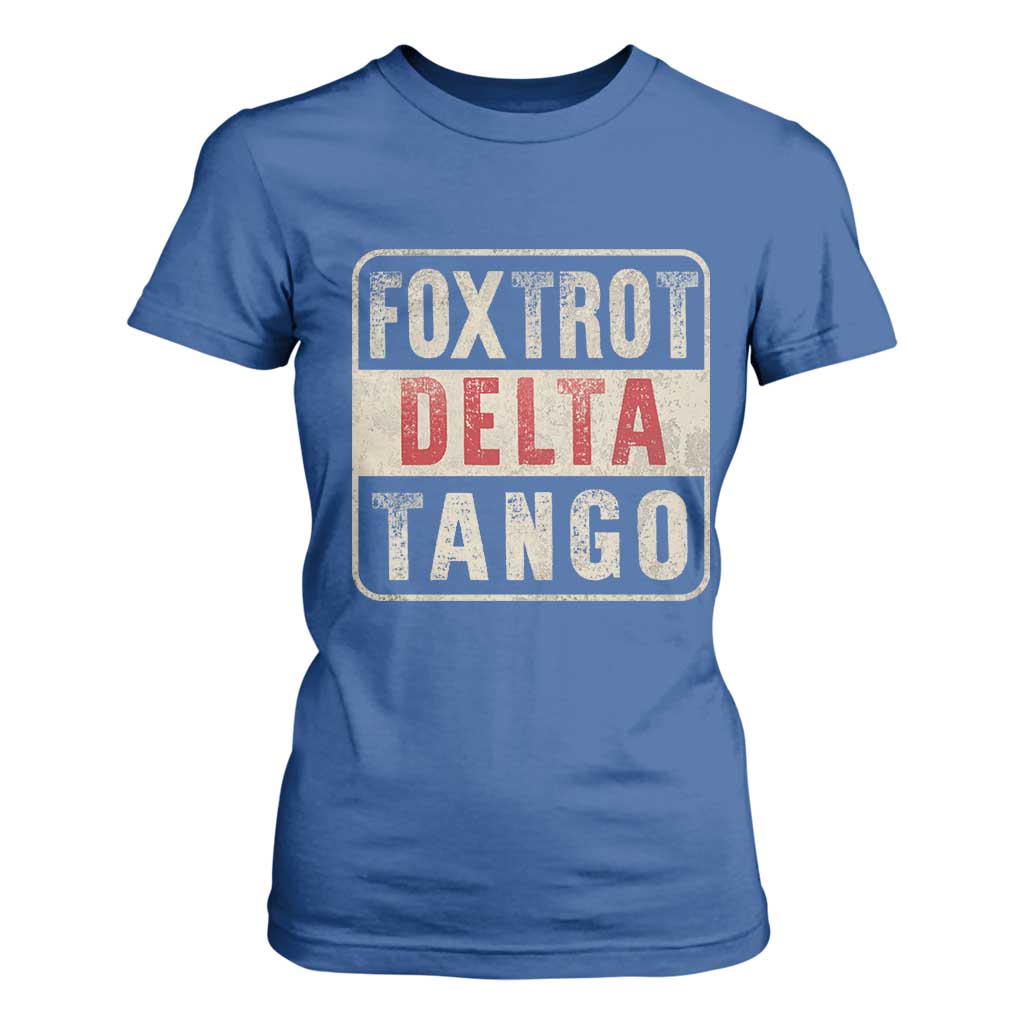 Subtle FDT T Shirt For Women Foxtrots Delta Tangos TS10 Royal Blue Print Your Wear