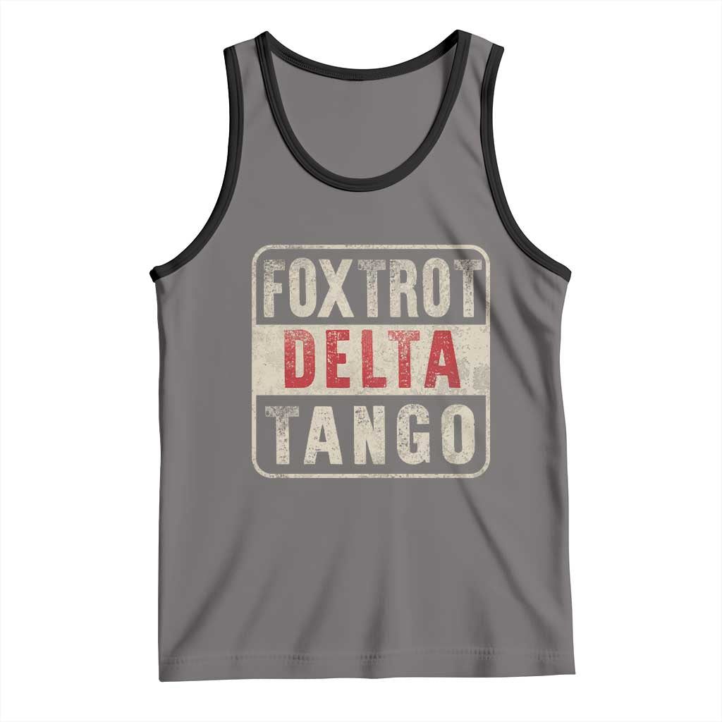 Subtle FDT Tank Top Foxtrots Delta Tangos TS10 Deep Heather Black Print Your Wear
