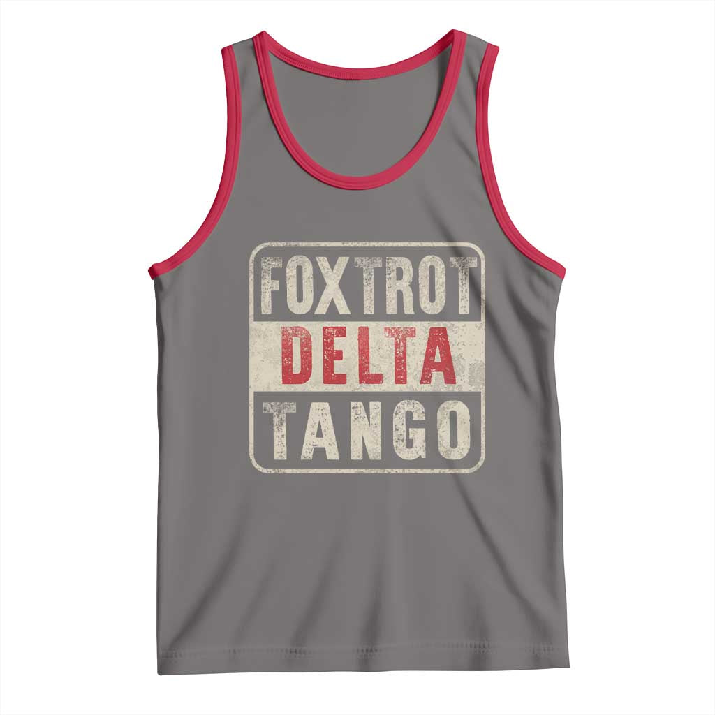 Subtle FDT Tank Top Foxtrots Delta Tangos TS10 Deep Heather Red Print Your Wear
