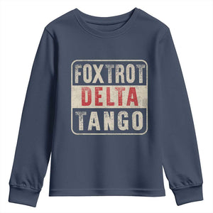 Subtle FDT Youth Sweatshirt Foxtrots Delta Tangos TS10 Navy Print Your Wear