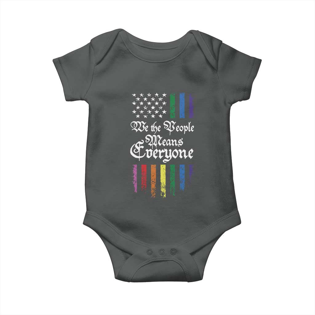 We The People Means Everyone Baby Onesie LGBTQ Rainbow USA Flag Gay Pride LGBT Ally TS10 Dark Heather Print Your Wear