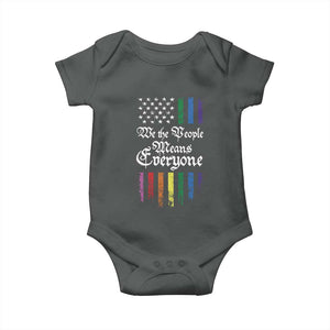 We The People Means Everyone Baby Onesie LGBTQ Rainbow USA Flag Gay Pride LGBT Ally TS10 Dark Heather Print Your Wear