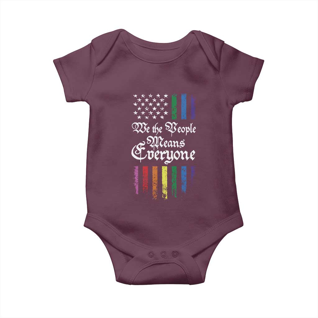 We The People Means Everyone Baby Onesie LGBTQ Rainbow USA Flag Gay Pride LGBT Ally TS10 Maroon Print Your Wear