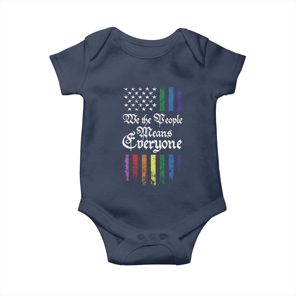 We The People Means Everyone Baby Onesie LGBTQ Rainbow USA Flag Gay Pride LGBT Ally TS10 Navy Print Your Wear