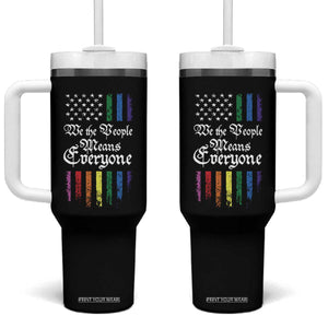 We The People Means Everyone Tumbler With Handle LGBTQ Rainbow USA Flag Gay Pride LGBT Ally TS10 One Size: 40 oz Black Print Your Wear