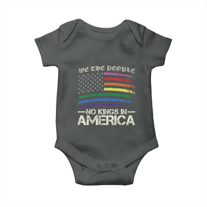 No Kings In America Baby Onesie We The People USA LGBTQ Pride Flag TS10 Dark Heather Print Your Wear