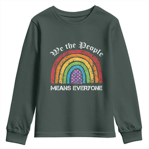 We The People Means Everyone Youth Sweatshirt LGBTQ Rainbow Flag Gay Pride LGBT Ally Vintage TS10 Dark Forest Green Print Your Wear