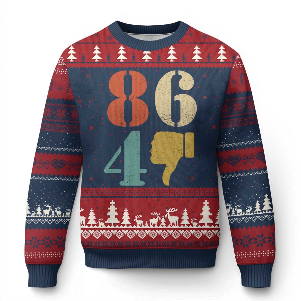 Retro 8647 Ugly Christmas Sweater Classic Retro Vintage 80s Style TS10 Navy Red Print Your Wear
