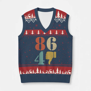 Retro 8647 V-Neck Knit Sweater Vest Classic Retro Vintage 80s Style TS10 Navy Red Print Your Wear