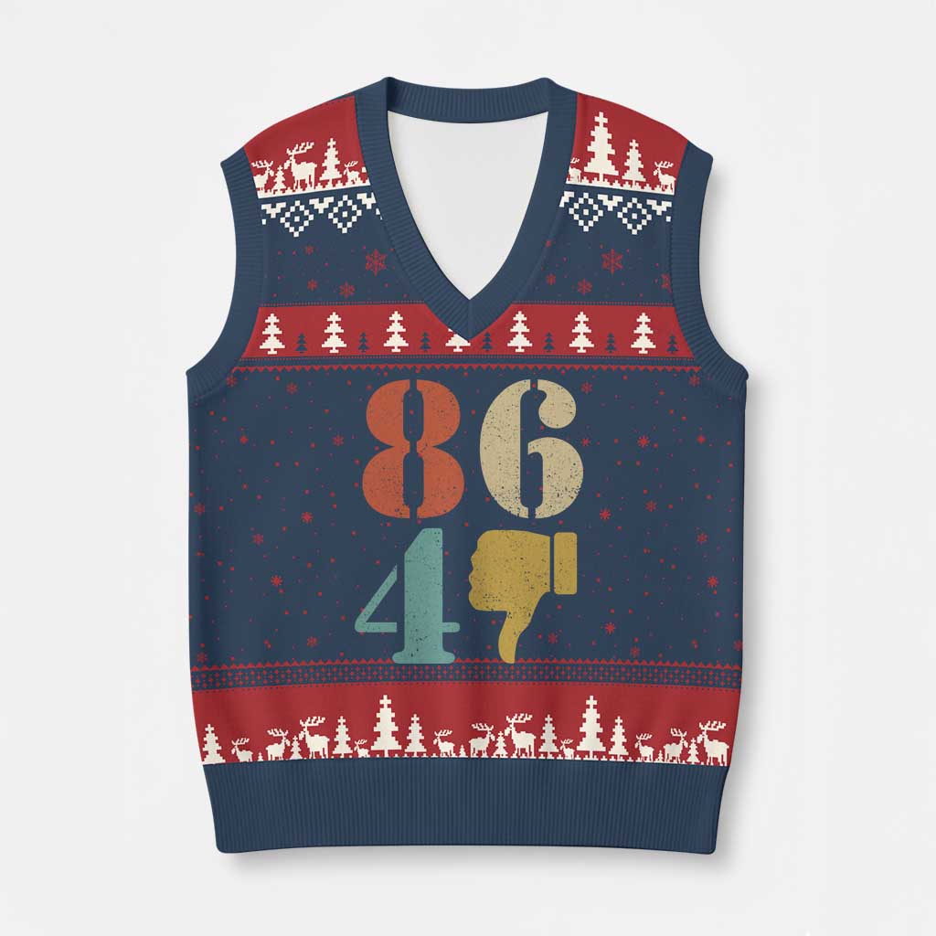 Retro 8647 V-Neck Knit Sweater Vest Classic Retro Vintage 80s Style TS10 Navy Red Print Your Wear