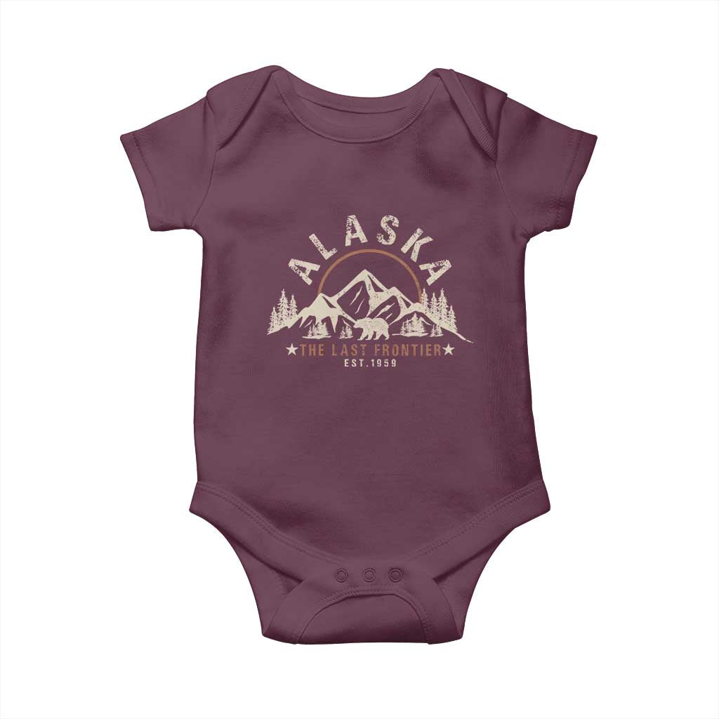 Alaska Baby Onesie Vintage Bear The Last Frontier Souvenir TS10 Maroon Print Your Wear