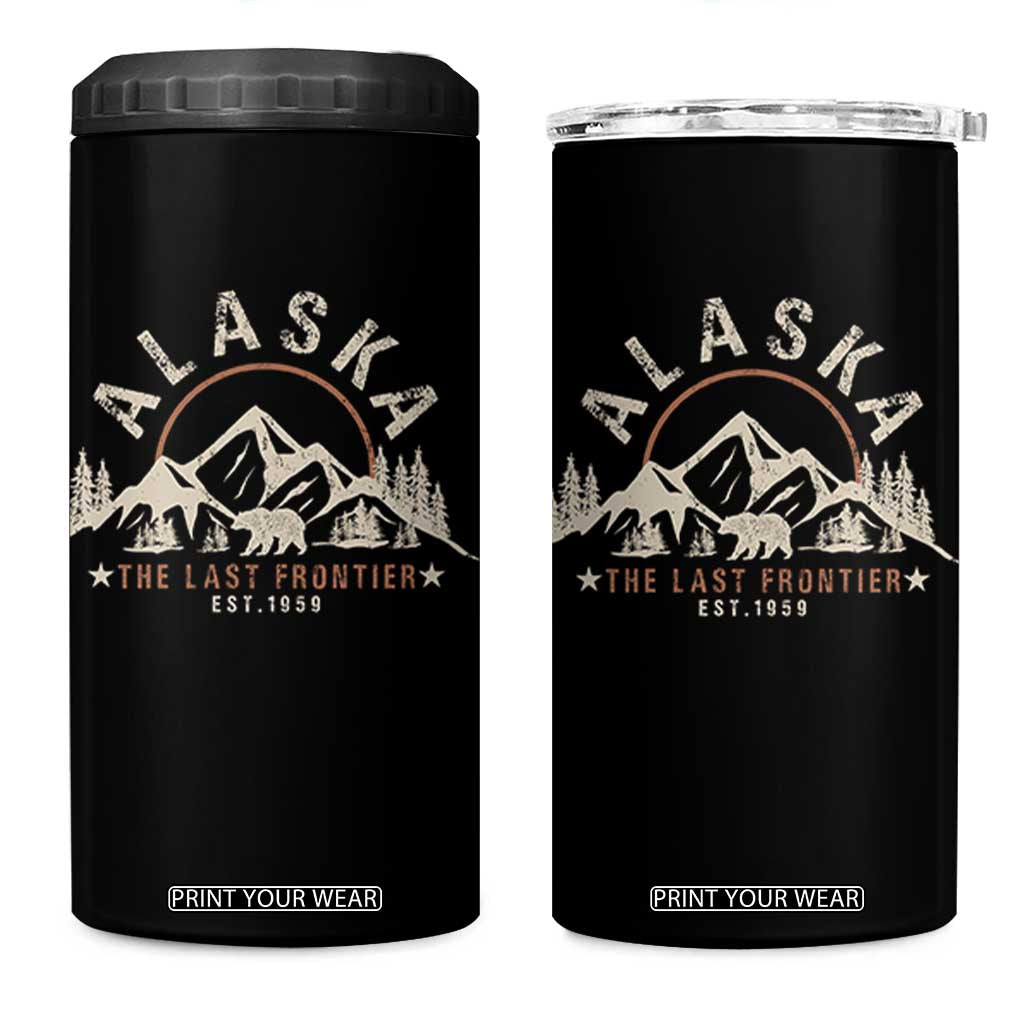 Alaska 4 in 1 Can Cooler Tumbler Vintage Bear The Last Frontier Souvenir TS10 One Size: 16 oz Black Print Your Wear