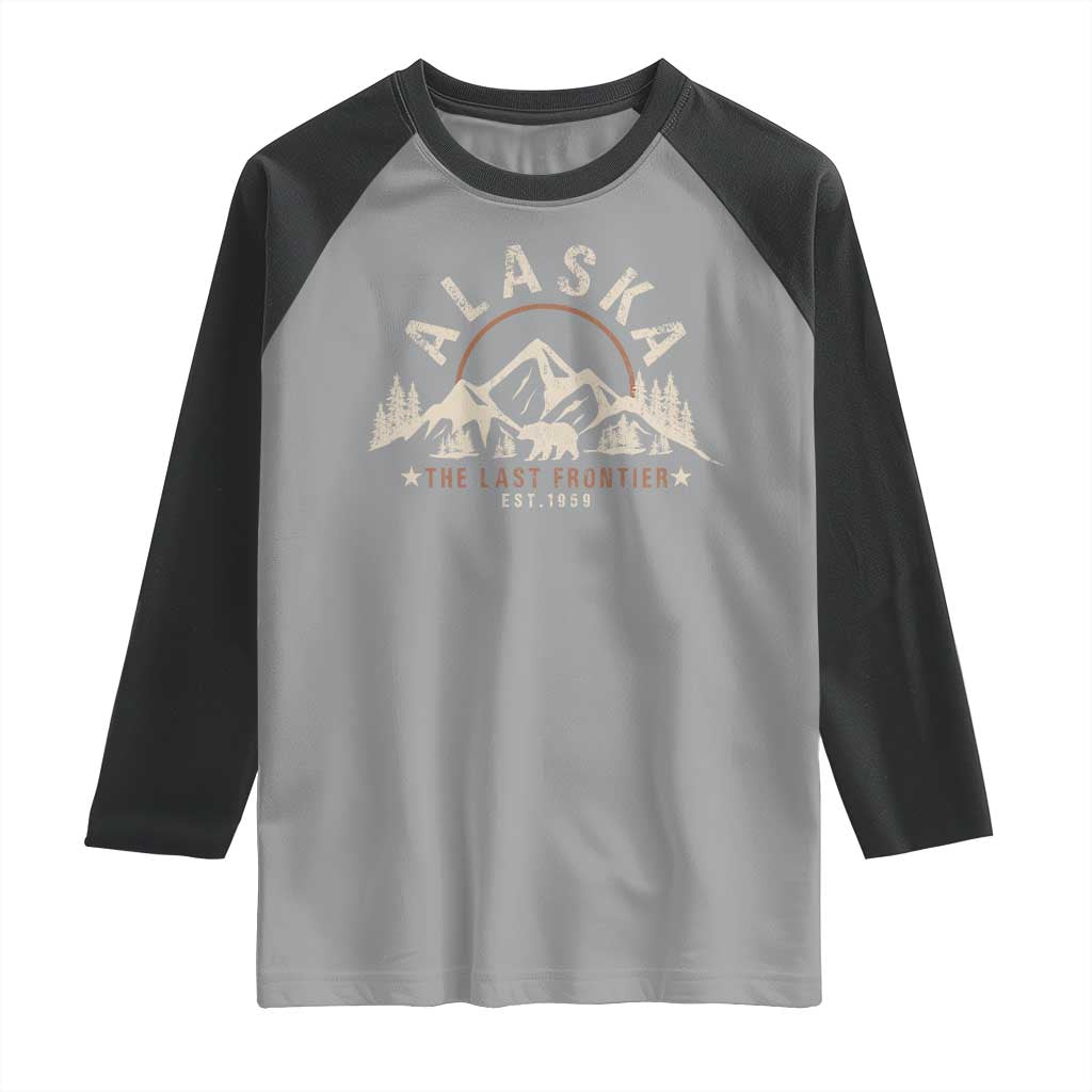 Alaska Raglan Shirt Vintage Bear The Last Frontier Souvenir TS10 Sport Gray Black Print Your Wear